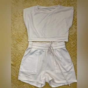 Cream top and shorts
